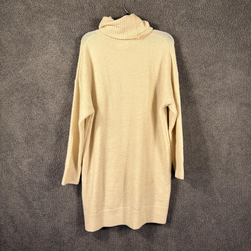 MNG Mango Sweater Womens Medium Cream Turtleneck Tunic Oversized Wool Blend - Picture 7 of 9